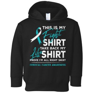 This Is My Fight Cervical Cancer Awareness White Teal Ribbon Toddler Hoodie