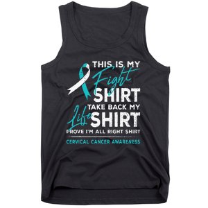 This Is My Fight Cervical Cancer Awareness White Teal Ribbon Tank Top