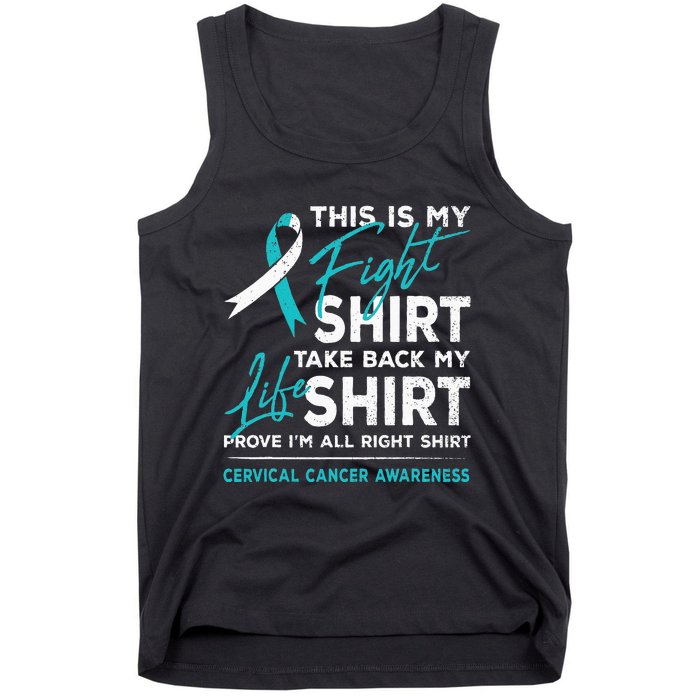 This Is My Fight Cervical Cancer Awareness White Teal Ribbon Tank Top