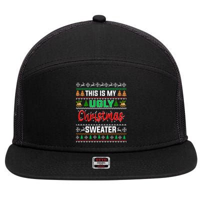 This Is My ItS Too Hot For Ugly Christmas 7 Panel Mesh Trucker Snapback Hat