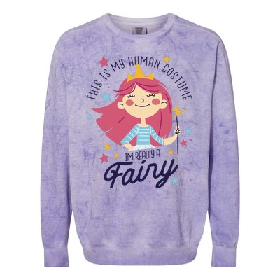 This Is My Human Costume I'm Really A Fairy Cute Halloween Colorblast Crewneck Sweatshirt