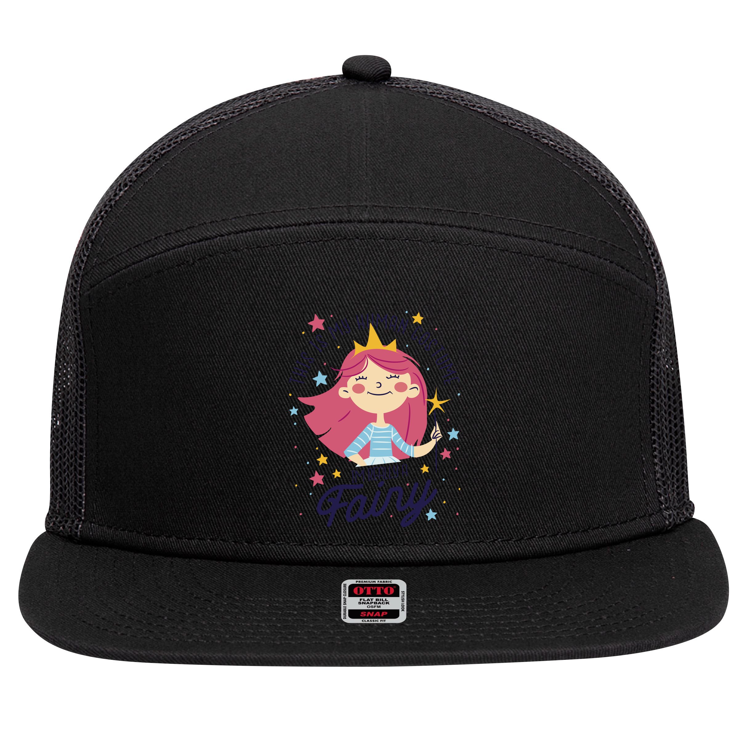 This Is My Human Costume I'm Really A Fairy Cute Halloween 7 Panel Mesh Trucker Snapback Hat
