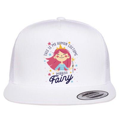 This Is My Human Costume I'm Really A Fairy Cute Halloween Flat Bill Trucker Hat