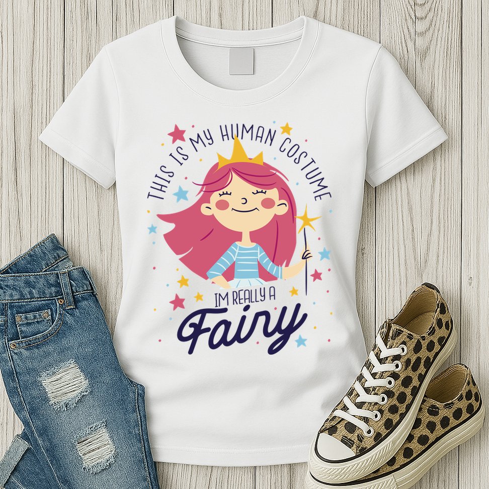 This Is My Human Costume I'm Really A Fairy Cute Halloween Womens T-Shirt