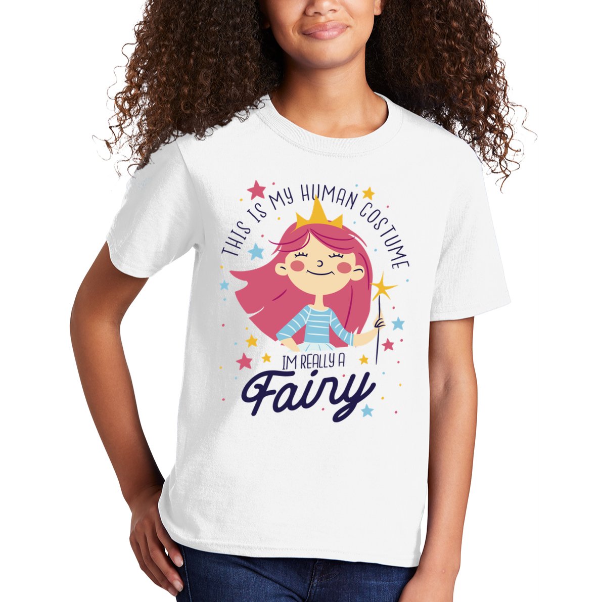 This Is My Human Costume I'm Really A Fairy Cute Halloween Kids T-Shirt