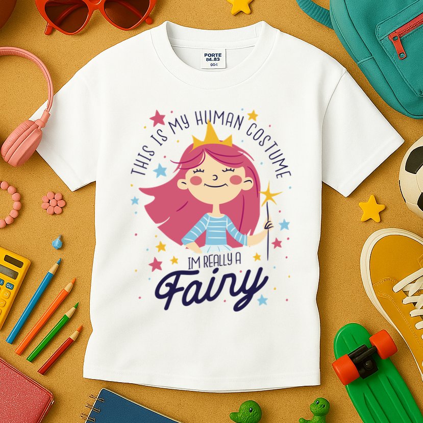 This Is My Human Costume I'm Really A Fairy Cute Halloween Kids T-Shirt