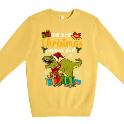 This Is My Christmas Pajamagift Dinosaur With Xmas Hat Gift Premium Crewneck Sweatshirt