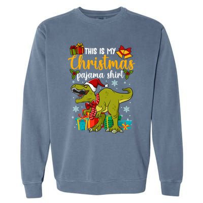 This Is My Christmas Pajamagift Dinosaur With Xmas Hat Gift Garment-Dyed Sweatshirt