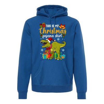 This Is My Christmas Pajamagift Dinosaur With Xmas Hat Gift Premium Hoodie