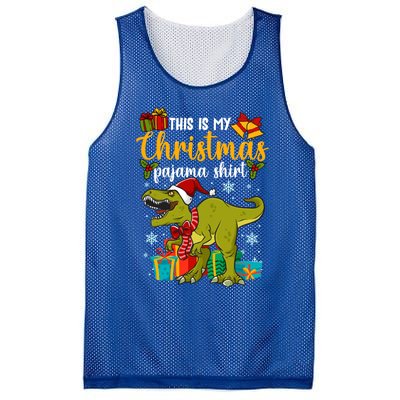 This Is My Christmas Pajamagift Dinosaur With Xmas Hat Gift Mesh Reversible Basketball Jersey Tank