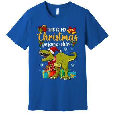 This Is My Christmas Pajamagift Dinosaur With Xmas Hat Gift Premium T-Shirt