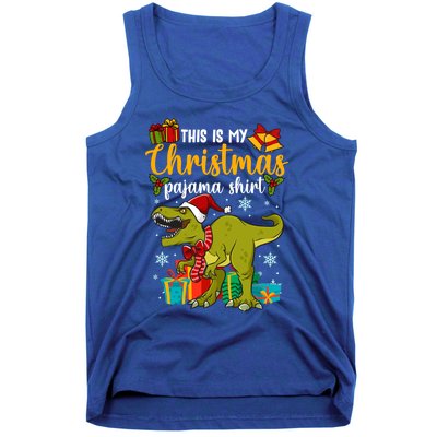 This Is My Christmas Pajamagift Dinosaur With Xmas Hat Gift Tank Top