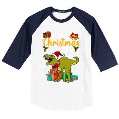 This Is My Christmas Pajamagift Dinosaur With Xmas Hat Gift Baseball Sleeve Shirt