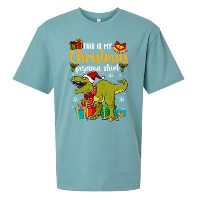 This Is My Christmas Pajamagift Dinosaur With Xmas Hat Gift Sueded Cloud Jersey T-Shirt