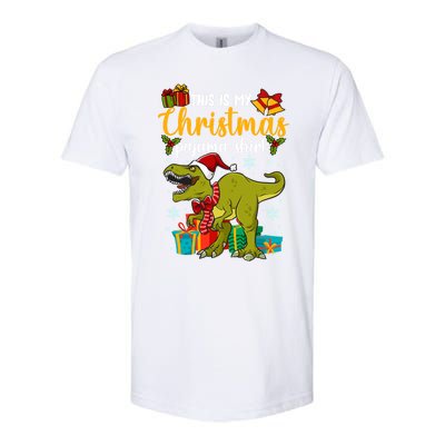 This Is My Christmas Pajamagift Dinosaur With Xmas Hat Gift Softstyle CVC T-Shirt