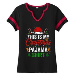 This Is My Christmas Pajama Funny Xmas PJs Ladies Halftime Notch Neck Tee