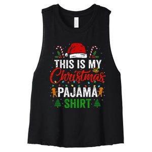 This Is My Christmas Pajama Funny Xmas PJs Women's Racerback Cropped Tank