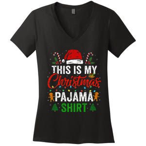 This Is My Christmas Pajama Funny Xmas PJs Women's V-Neck T-Shirt