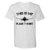 This Is My Plane Airplane Pilot Gifts V-Neck T-Shirt