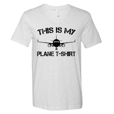 This Is My Plane Airplane Pilot Gifts V-Neck T-Shirt