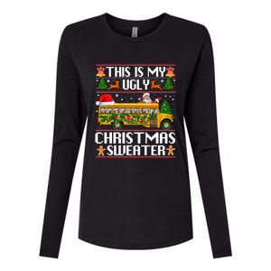 This Is My Ugly Sweater Christmas School Bus Driver Lovers Gift Womens Cotton Relaxed Long Sleeve T-Shirt