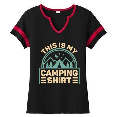 This Is My Camping Camp Tent Camper Funny Camping Ladies Halftime Notch Neck Tee