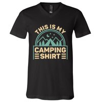 This Is My Camping Camp Tent Camper Funny Camping V-Neck T-Shirt