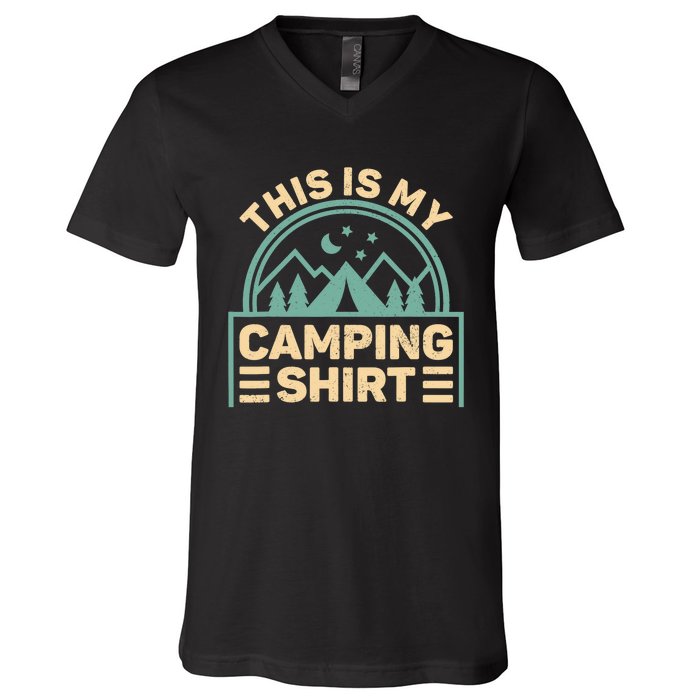 This Is My Camping Camp Tent Camper Funny Camping V-Neck T-Shirt