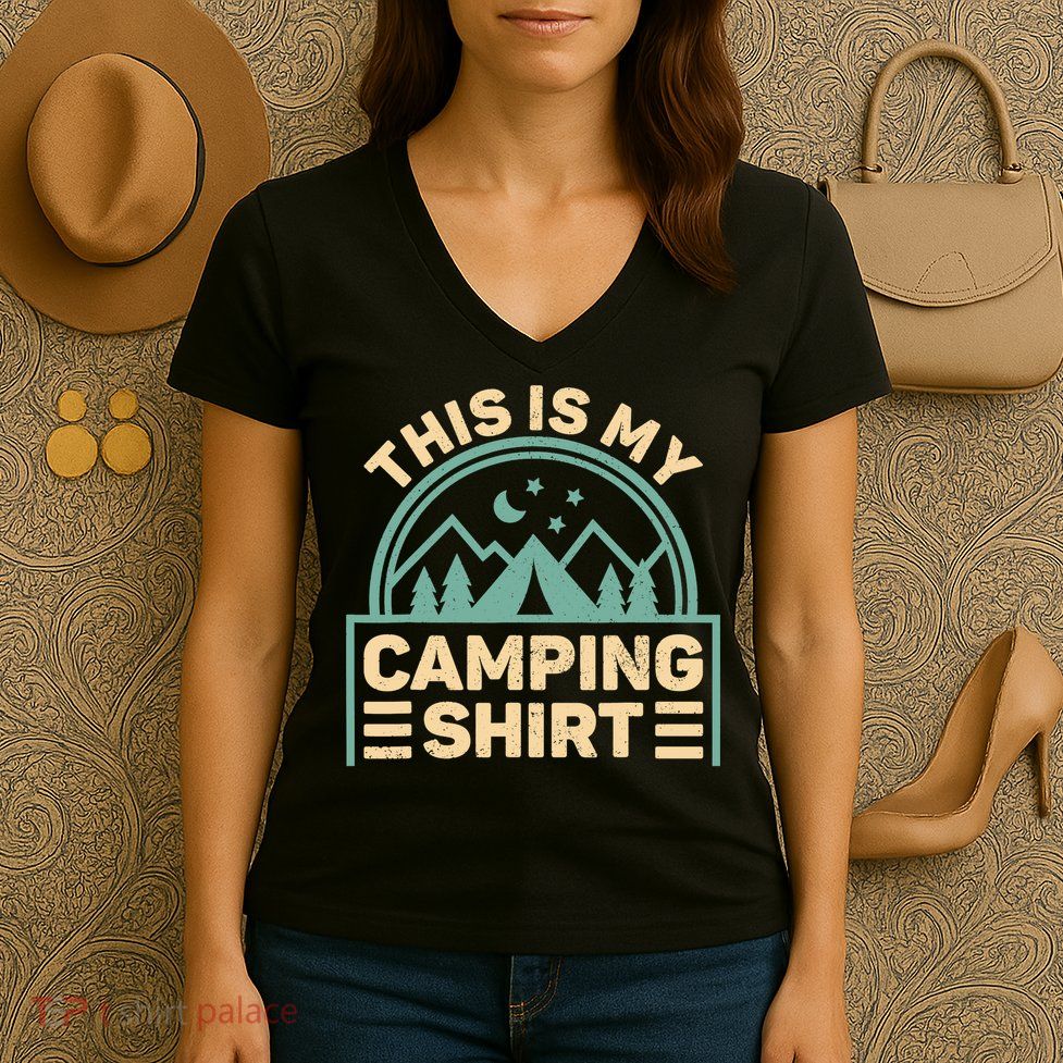 This Is My Camping Camp Tent Camper Funny Camping Women's V-Neck T-Shirt