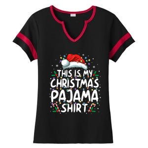 This Is My Christmas Pajama Xmas Pjs Ladies Halftime Notch Neck Tee