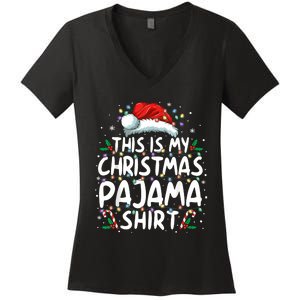 This Is My Christmas Pajama Xmas Pjs Women's V-Neck T-Shirt