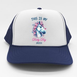 This Is My Derby Day Dress Flowers Butterfly Horse Racing Trucker Hat