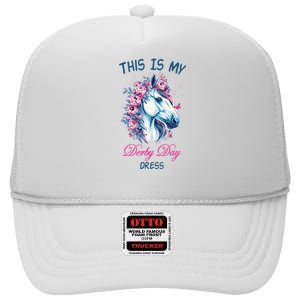 This Is My Derby Day Dress Flowers Butterfly Horse Racing High Crown Mesh Back Trucker Hat