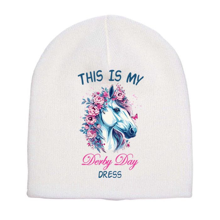 This Is My Derby Day Dress Flowers Butterfly Horse Racing Short Acrylic Beanie