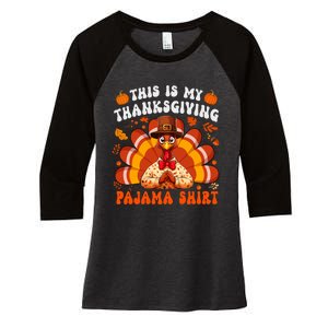 This Is My Thanksgiving Pajama Adult Women's Tri-Blend 3/4-Sleeve Raglan Shirt