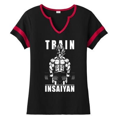 Train Insaiyan Manga, Anime Gym Motivational Premium Ladies Halftime Notch Neck Tee