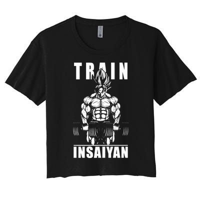 Train Insaiyan Manga, Anime Gym Motivational Premium Women's Crop Top Tee