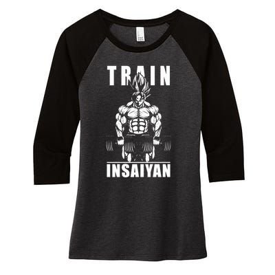 Train Insaiyan Manga, Anime Gym Motivational Premium Women's Tri-Blend 3/4-Sleeve Raglan Shirt