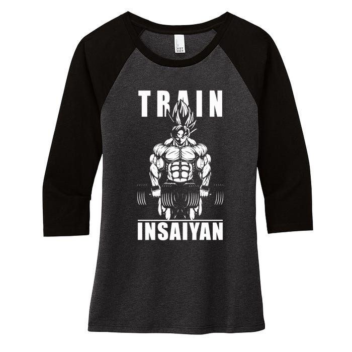 Train Insaiyan Manga, Anime Gym Motivational Premium Women's Tri-Blend 3/4-Sleeve Raglan Shirt