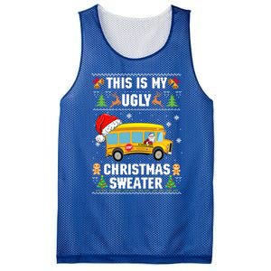 This Is My Ugly Sweater Christmas School Bus Driver Lovers Gift Mesh Reversible Basketball Jersey Tank