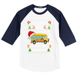 This Is My Ugly Sweater Christmas School Bus Driver Lovers Gift Baseball Sleeve Shirt