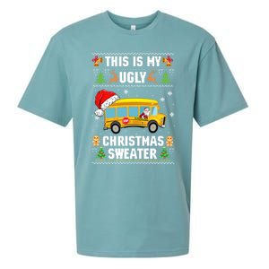 This Is My Ugly Sweater Christmas School Bus Driver Lovers Gift Sueded Cloud Jersey T-Shirt