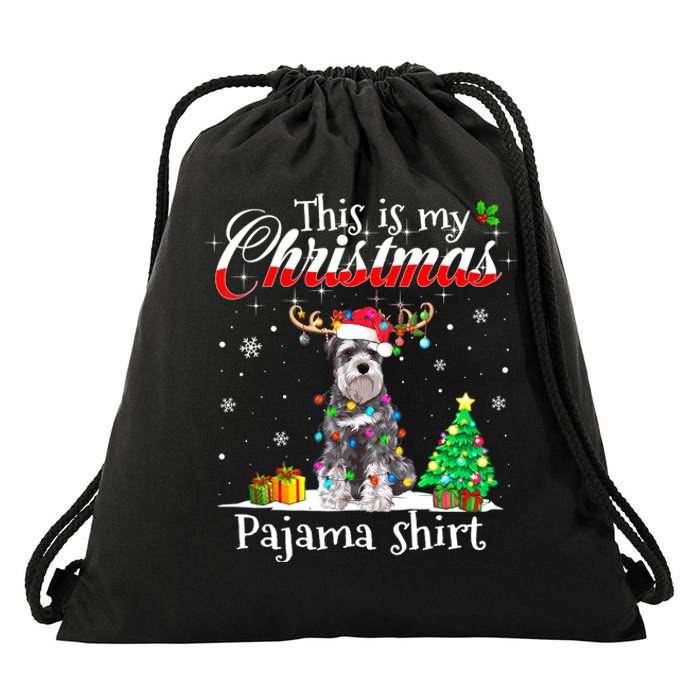 This Is My Christmas Pajama Schnauzer Lover Dog Drawstring Bag