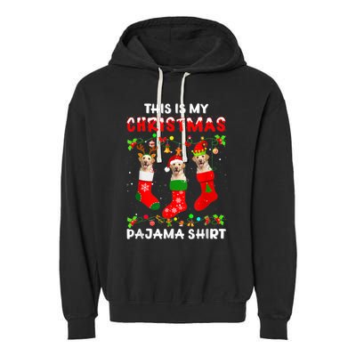 This Is My Christmas Pajama Labrador Sock Dog Lover Lab Xmas Garment-Dyed Fleece Hoodie