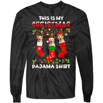 This Is My Christmas Pajama Labrador Sock Dog Lover Lab Xmas Tie-Dye Long Sleeve Shirt