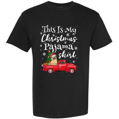 This Is My Christmas Pajama Pug Santa Funny Xmas Tree Long Sleeve Garment-Dyed Heavyweight T-Shirt