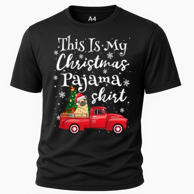 This Is My Christmas Pajama Pug Santa Funny Xmas Tree Long Sleeve Cooling Performance Crew T-Shirt