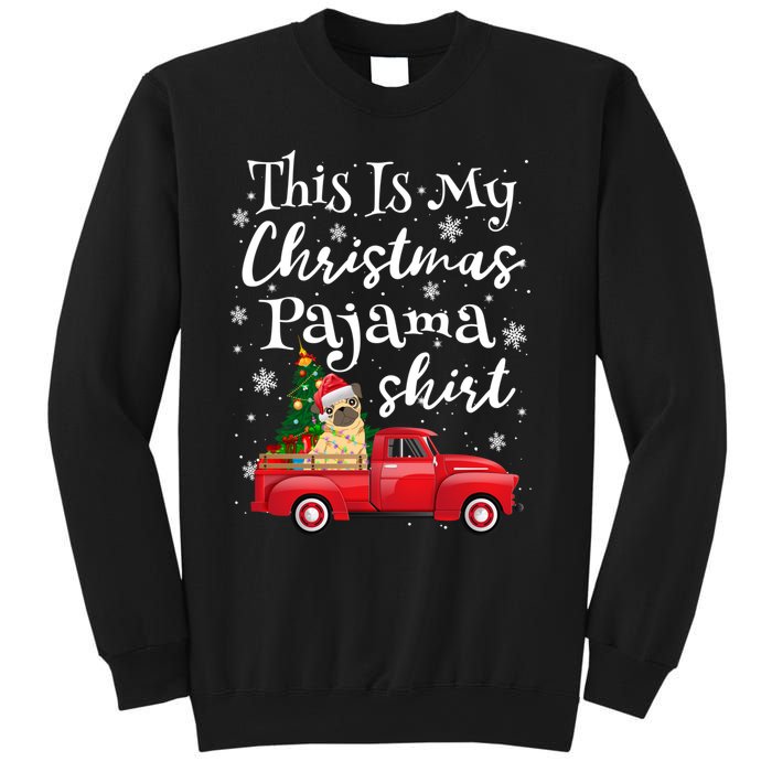 This Is My Christmas Pajama Pug Santa Funny Xmas Tree Long Sleeve Sweatshirt