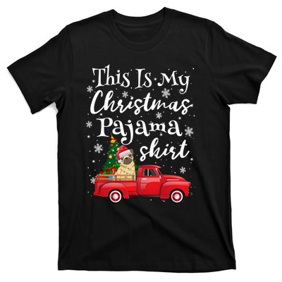 This Is My Christmas Pajama Pug Santa Funny Xmas Tree Long Sleeve T-Shirt