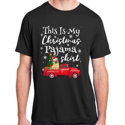 This Is My Christmas Pajama Pug Santa Funny Xmas Tree Long Sleeve Adult ChromaSoft Performance T-Shirt